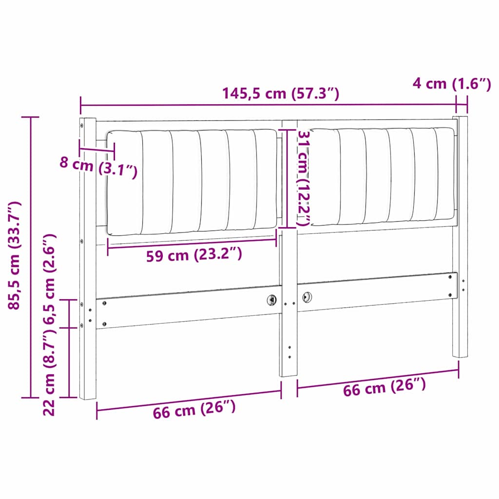 vidaXL Ταπετσαρισμένο κεφαλάρι Καφέ 140 cm Στερεά ξυλεία πεύκου