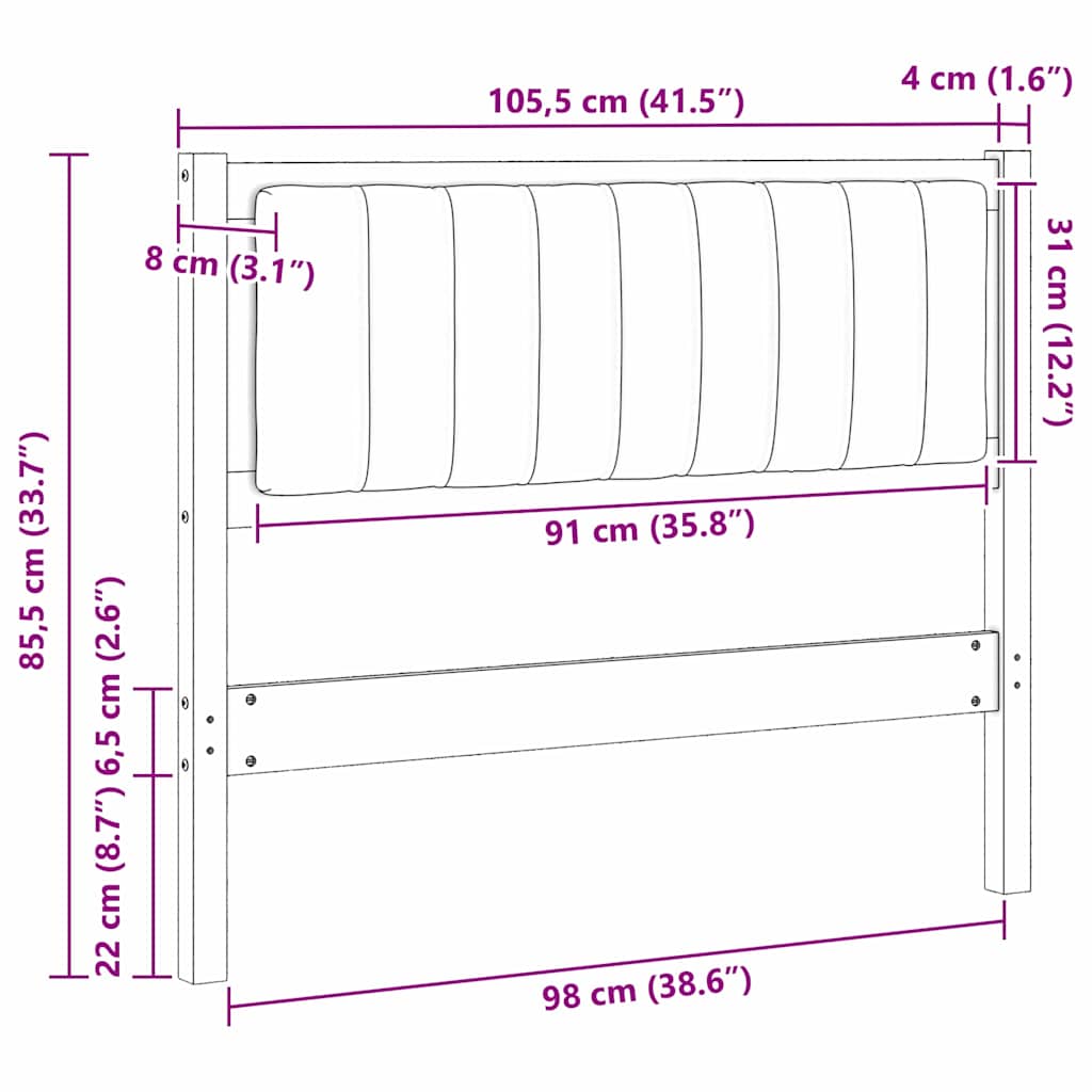 vidaXL Ταπετσαρισμένο κεφαλάρι Καφέ 100 cm Στερεά ξυλεία πεύκου