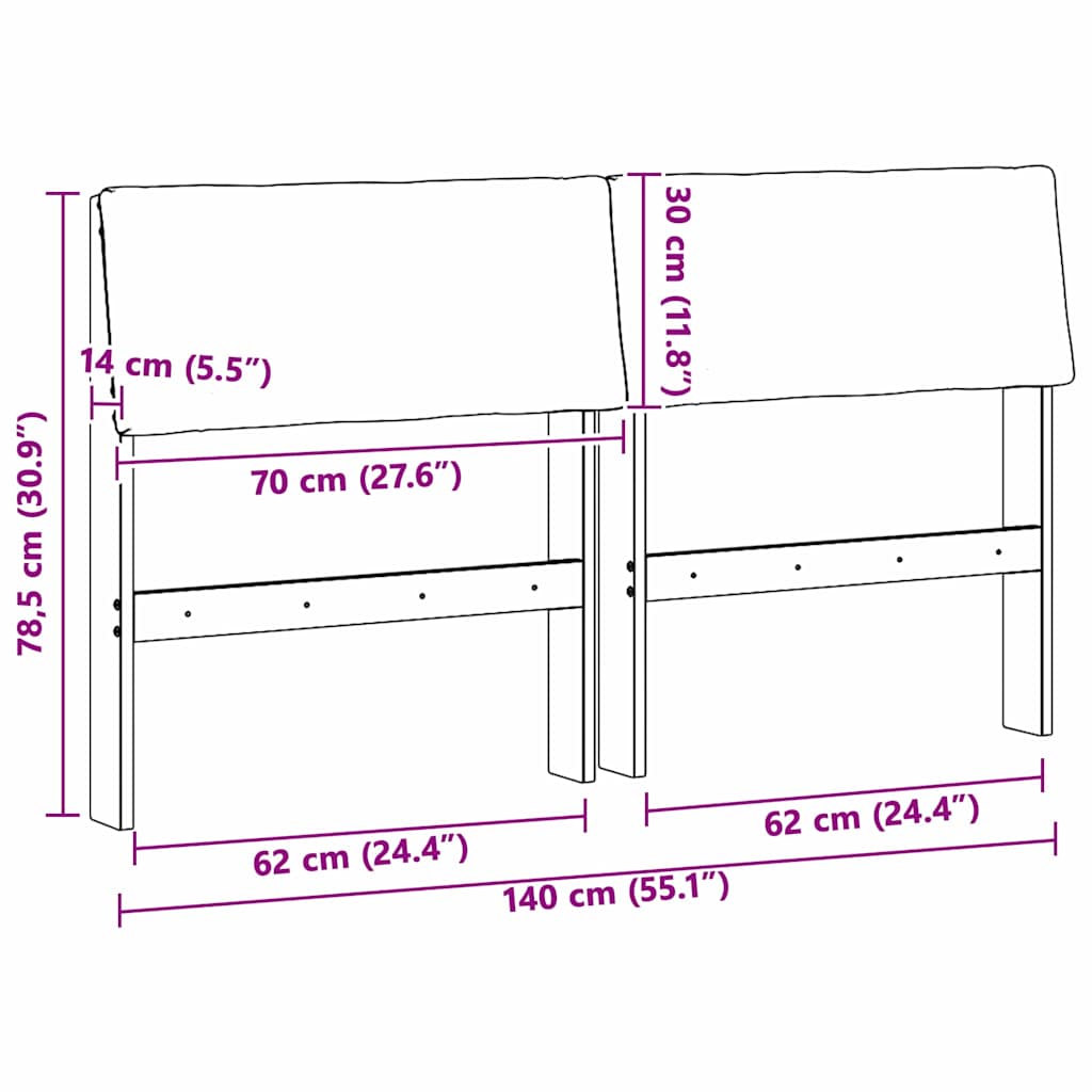 vidaXL Ταπετσαρισμένο κεφαλάρι Taupe 140 cm Στερεά ξυλεία πεύκου