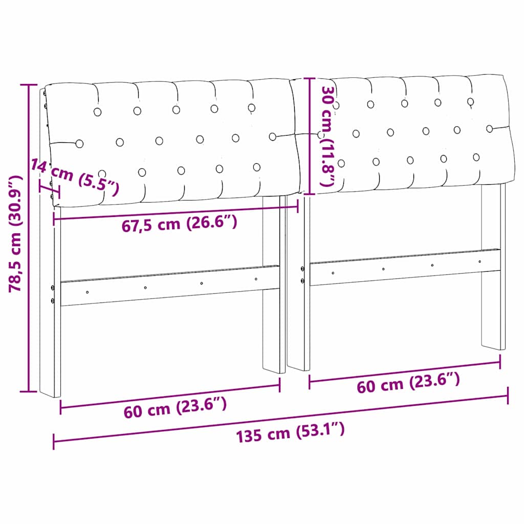 vidaXL Ταπετσαρισμένο κεφαλάρι Ανοιχτό γκρι 135 cm