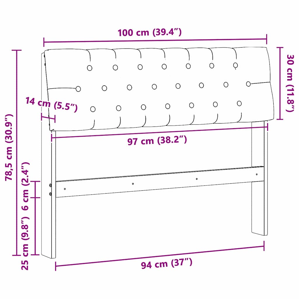 vidaXL Ταπετσαρισμένο κεφαλάρι Σκούρο Γκρι 100 cm Στερεά ξυλεία πεύκου