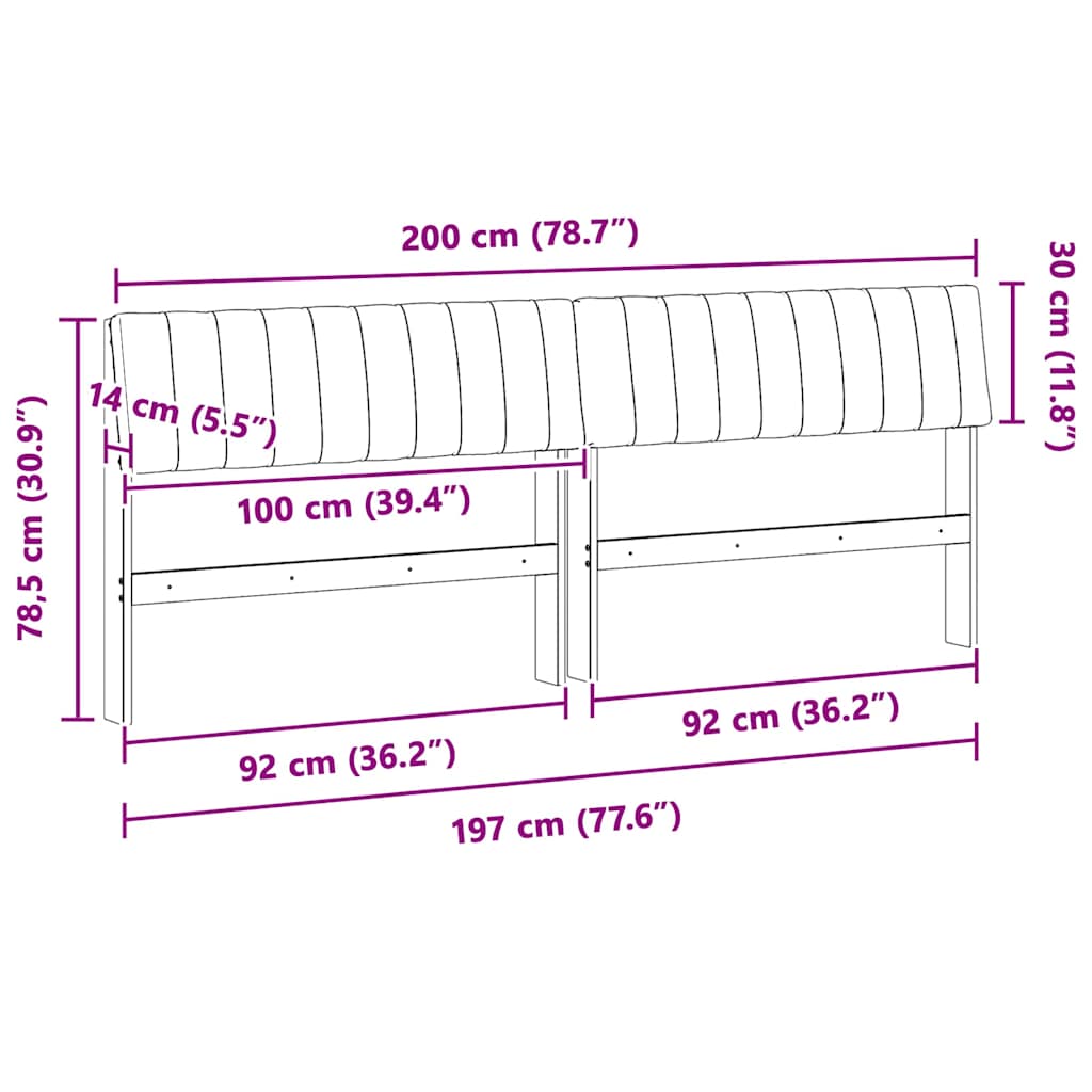 vidaXL Ταπετσαρισμένο κεφαλάρι Ανοιχτό γκρι 200 cm