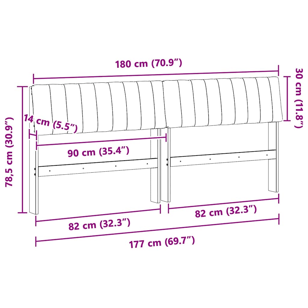 vidaXL Ταπετσαρισμένο κεφαλάρι Ανοιχτό γκρι 180 cm