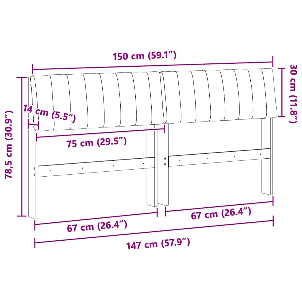 vidaXL Ταπετσαρισμένο κεφαλάρι Μαύρο 150 cm Στερεά ξυλεία πεύκου