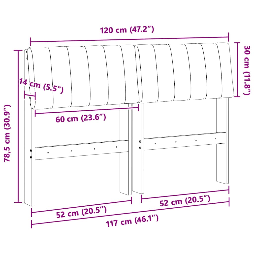 vidaXL Ταπετσαρισμένο κεφαλάρι Ανοιχτό γκρι 120 cm