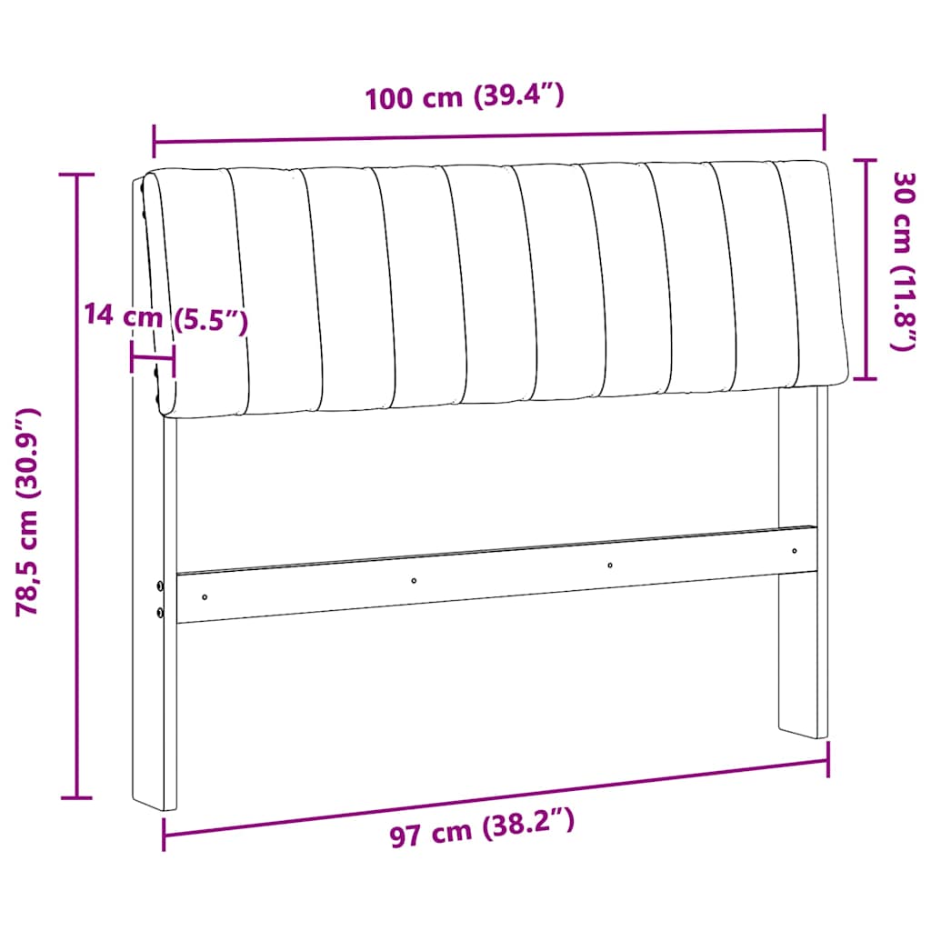 vidaXL Ταπετσαρισμένο κεφαλάρι Σκούρο Γκρι 100 cm Στερεά ξυλεία πεύκου