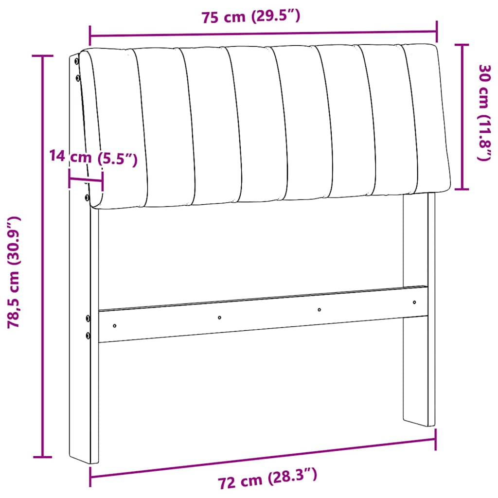 vidaXL Ταπετσαρισμένο κεφαλάρι Taupe 75 cm Στερεά ξυλεία πεύκου