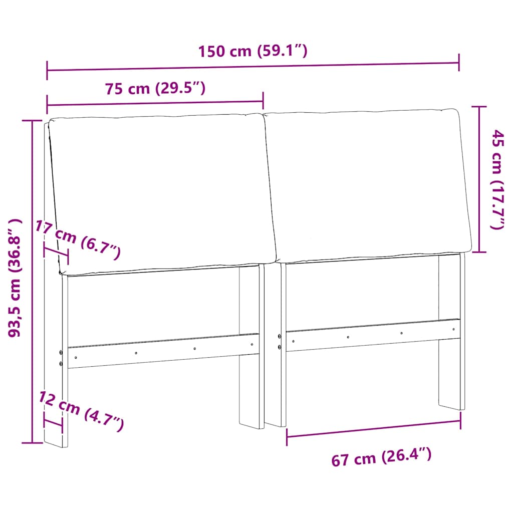 vidaXL Ταπετσαρισμένο κεφαλάρι Taupe 150 cm Στερεά ξυλεία πεύκου