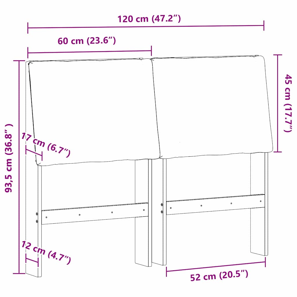 vidaXL Ταπετσαρισμένο κεφαλάρι Taupe 120 cm Στερεά ξυλεία πεύκου