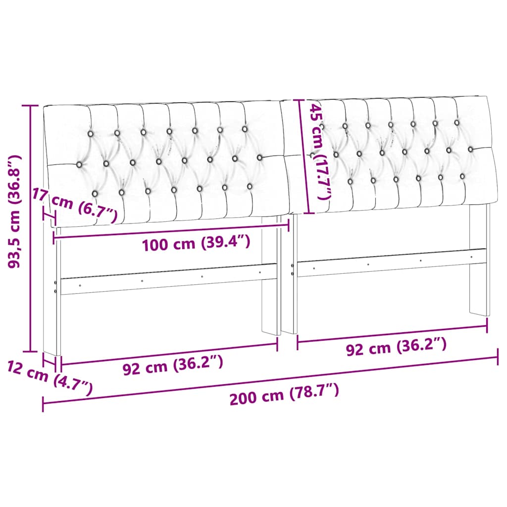 vidaXL Ταπετσαρισμένο κεφαλάρι Ανοιχτό γκρι 200 cm