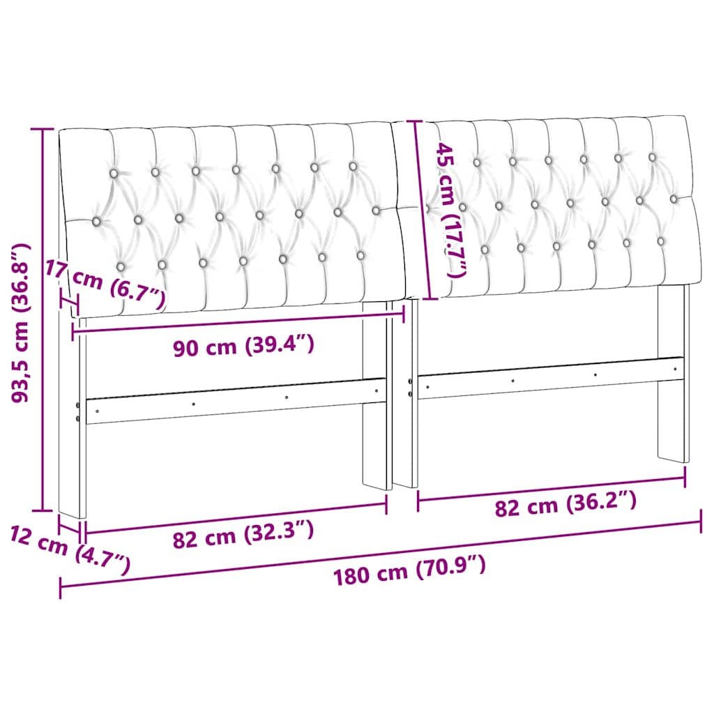 vidaXL Ταπετσαρισμένο κεφαλάρι Σκούρο Γκρι 180 cm Στερεά ξυλεία πεύκου