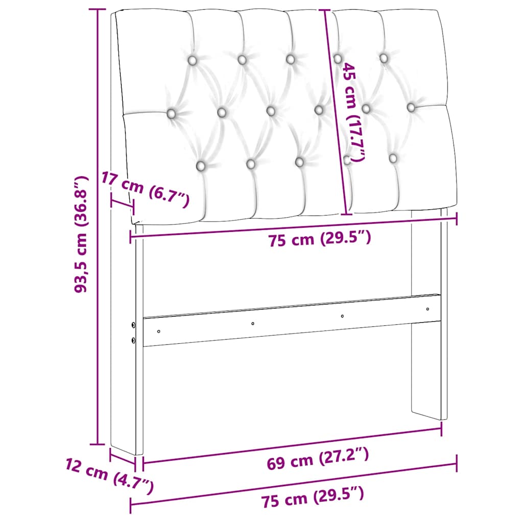 vidaXL Ταπετσαρισμένο κεφαλάρι Taupe 75 cm Στερεά ξυλεία πεύκου