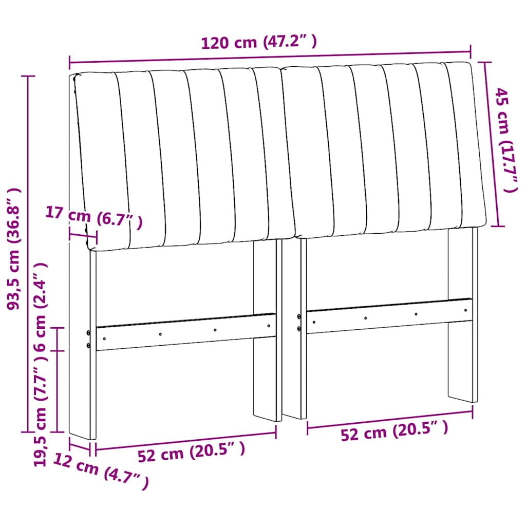 vidaXL Ταπετσαρισμένο κεφαλάρι Σκούρο Γκρι 120 cm Στερεά ξυλεία πεύκου