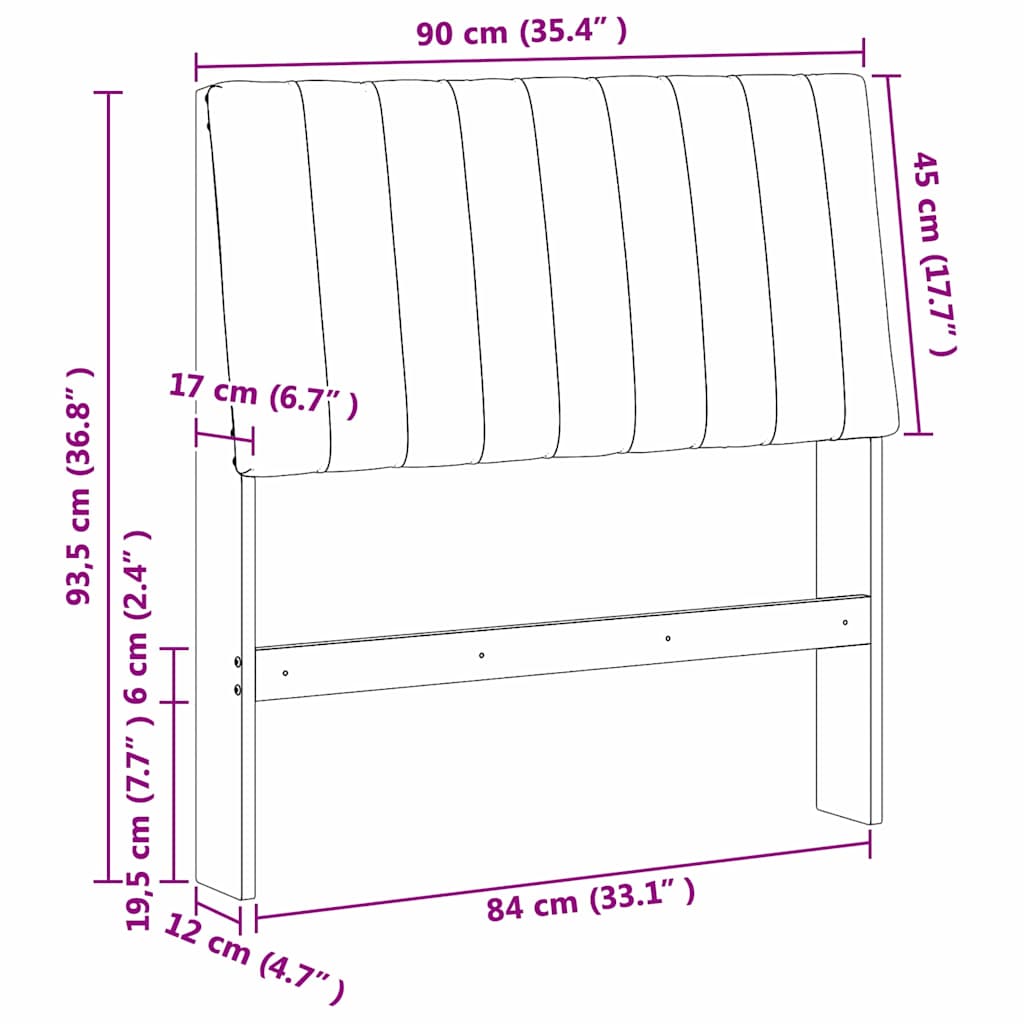 vidaXL Ταπετσαρισμένο κεφαλάρι Μαύρο 90 cm Στερεά ξυλεία πεύκου