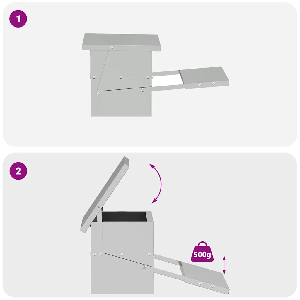 vidaXL Ταΐστρα Κοτόπουλου με Πεντάλ Ασημί 48,5 x 39,5 x 19 εκ.