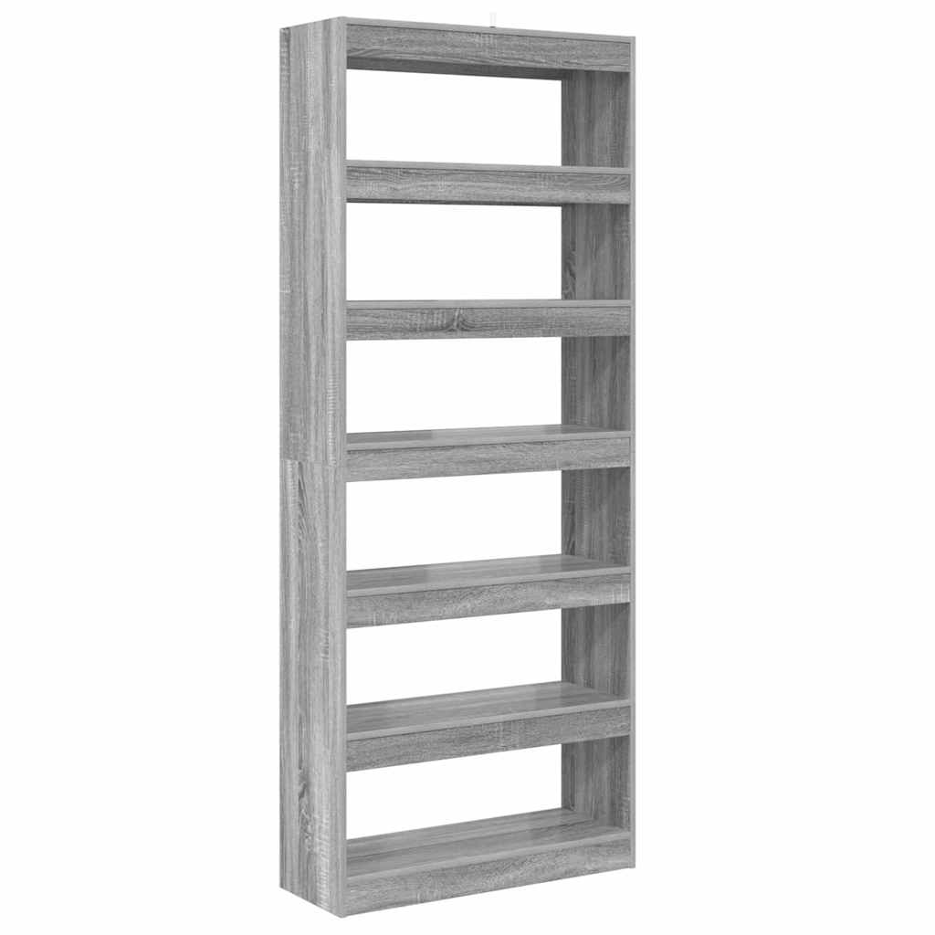 vidaXL Βιβλιοθήκη Γκρι sonoma 80 x 30 x 198 εκ Επεξεργασμένο ξύλο
