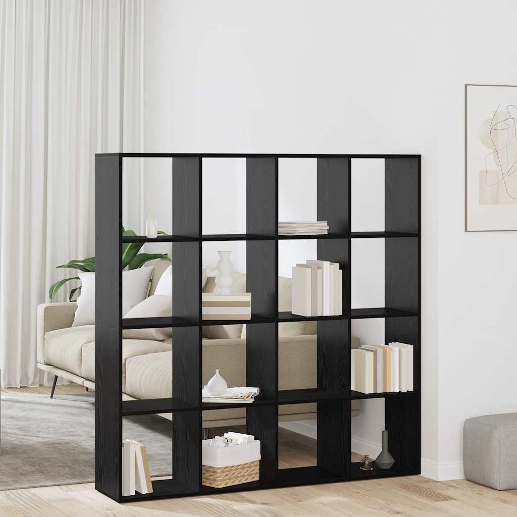 vidaXL Βιβλιοθήκη Μαύρη δρυς 137.5 x 29 x 137.5 εκ Επεξεργασμένο ξύλο