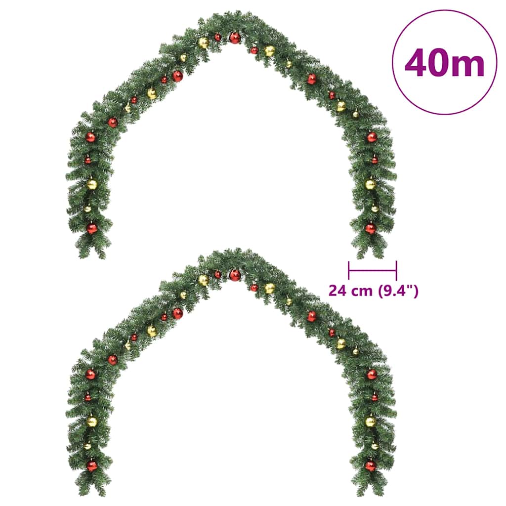 vidaXL Χριστουγεννιάτικη στεφάνη με 600 LED 2 pcs Πράσινο PVC