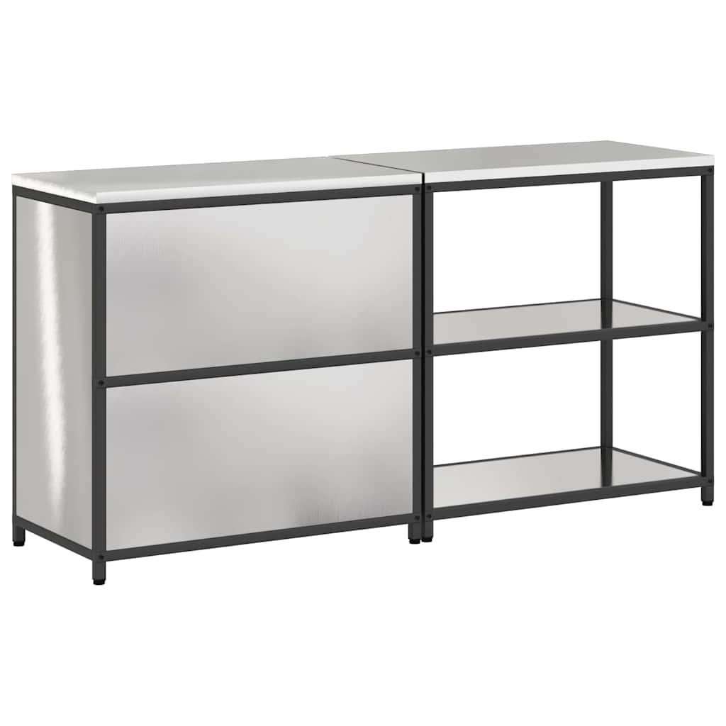 vidaXL Σετ Αποθήκευσης Κουζίνας με ράφι 2 pcs Ασημί 150 x 50 x 92 εκ.