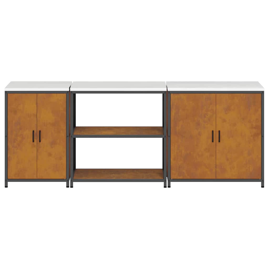 vidaXL Σετ Αποθήκευσης Κουζίνας 3 pcs Σκ rusty 210 x 50 x 92 εκ