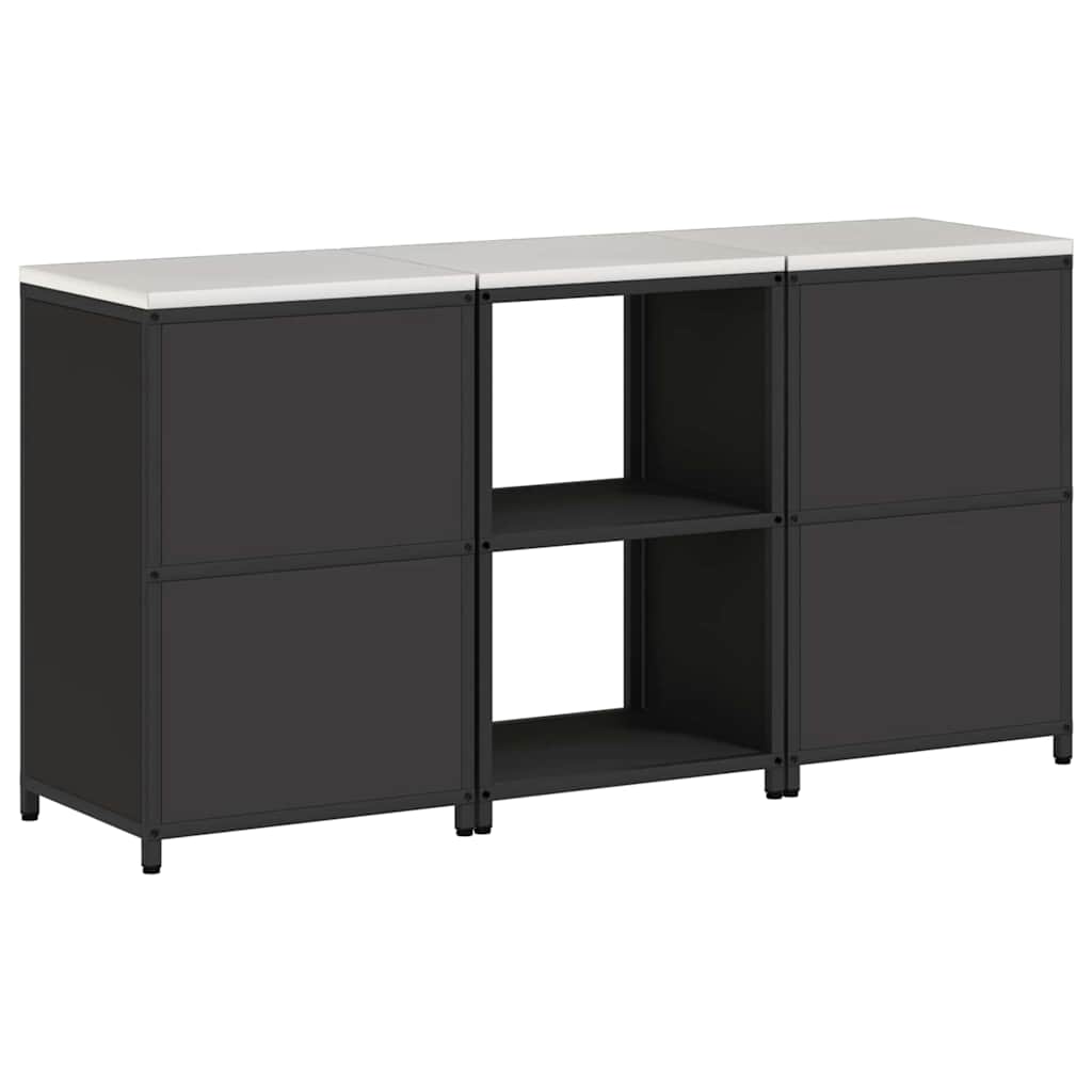 vidaXL Σετ Αποθήκευσης Κουζίνας με ράφι 3 pcs Μαύρο 180 x 50 x 92 εκ.