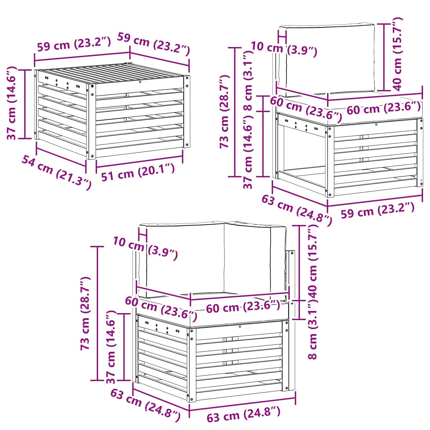 vidaXL Σειρά Καναπέ Εξωτερικού 8 pcs Άσπρο και Ανθρακί Πολυεστέρας
