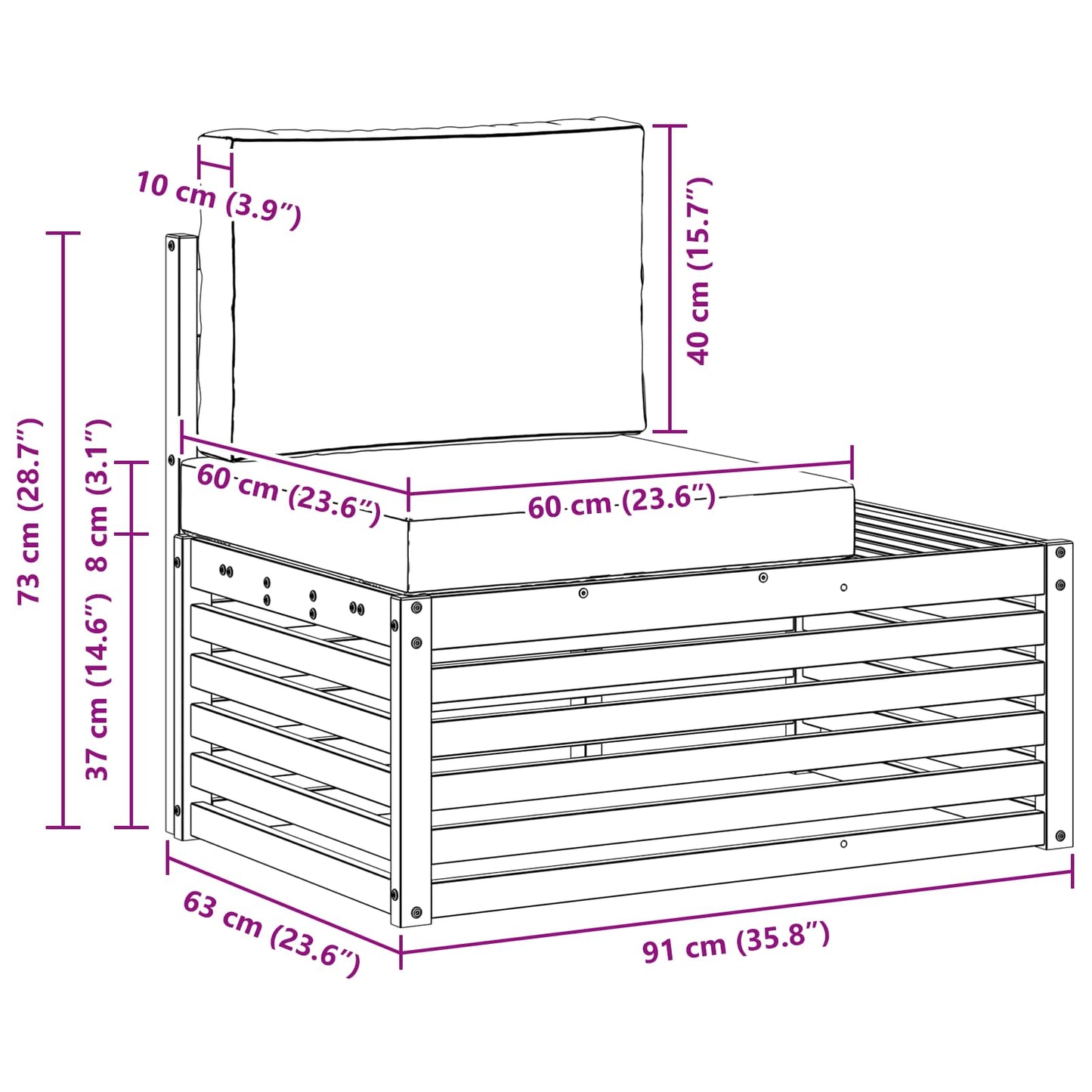 vidaXL Σειρά Καναπέ Εξωτερικού Λευκό 182,5 x 63 x 73 εκ. Πολυεστέρας