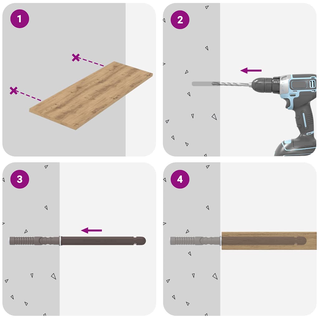 vidaXL Βραχίονες Floating Shelf 12 pcs Καφέ Ø10 x 170 mm Ατσάλι