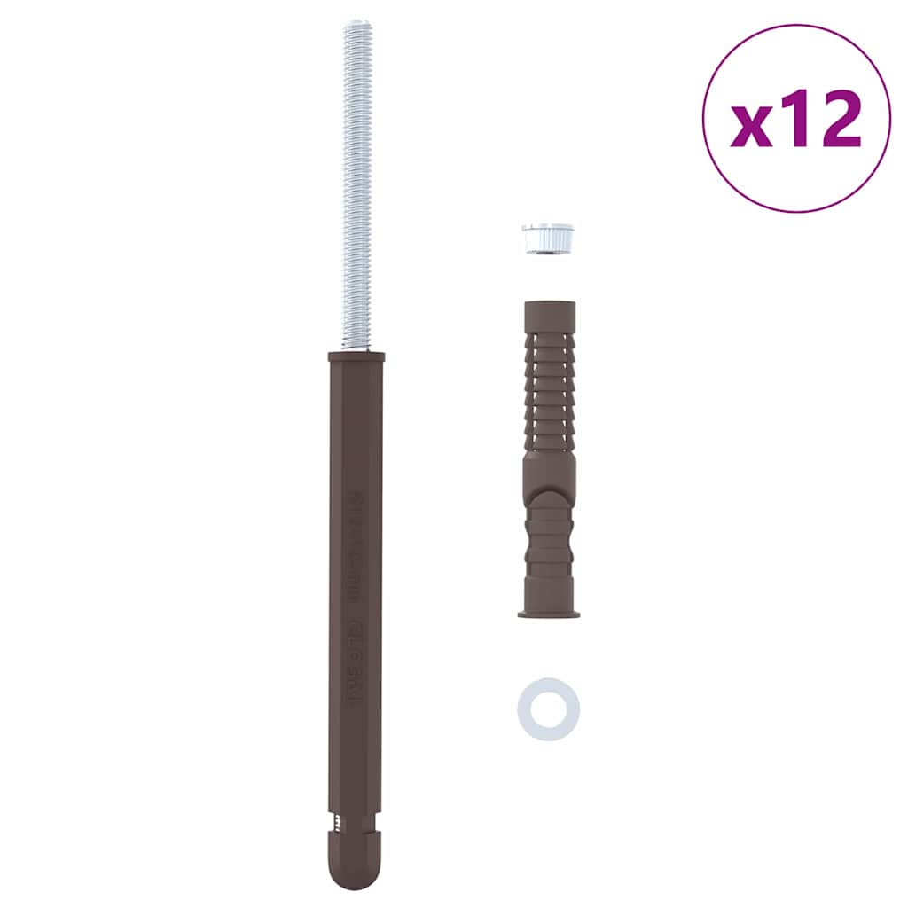 vidaXL Βραχίονες Floating Shelf 12 pcs Καφέ Ø12 x 190 mm Ατσάλι