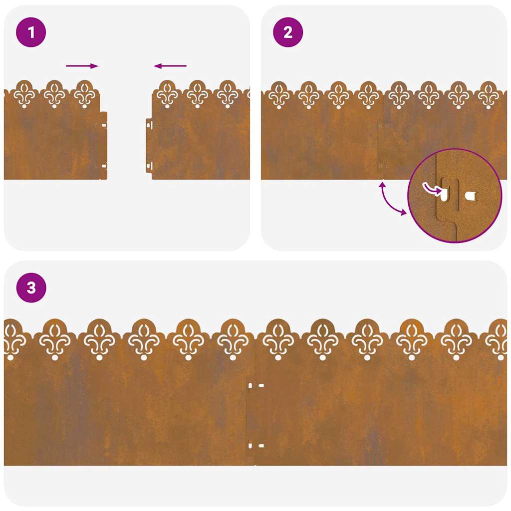 vidaXL Περιγράμματα γκαζόν 30 pcs Σκ rusty 103 x 0,05 x 22 εκ