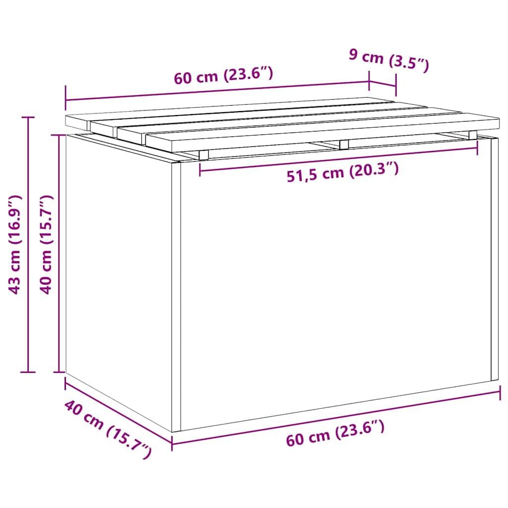 vidaXL Παγκάκι κήπου Ασημί 60 x 40 x 43 εκ Γαλβανισμένος χάλυβας