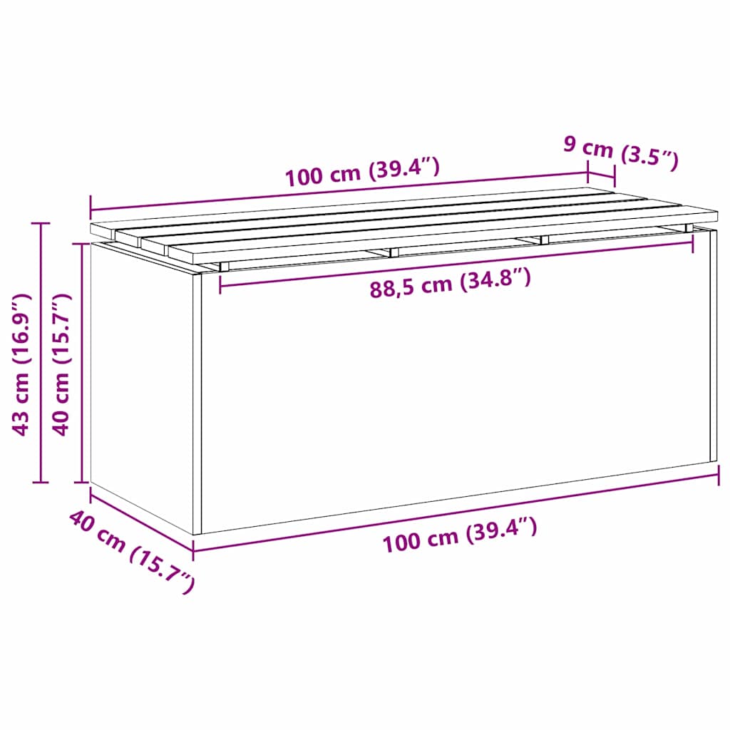 vidaXL Παγκάκι κήπου Ασημί 100 x 40 x 43 εκ Γαλβανισμένος χάλυβας