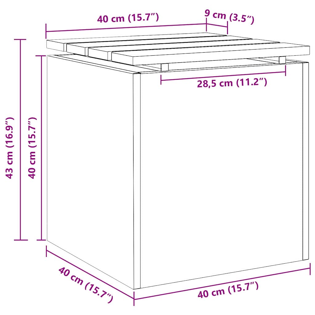 vidaXL Παγκάκι κήπου Μαύρο 40 x 40 x 43 cm Ατσάλι
