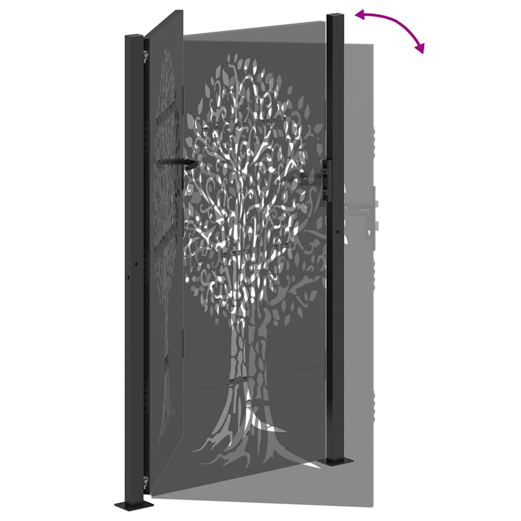 vidaXL Πύλη Κήπου Μαύρο 105 x 175 cm Ατσάλι με Επικάλυψη Πούδρας
