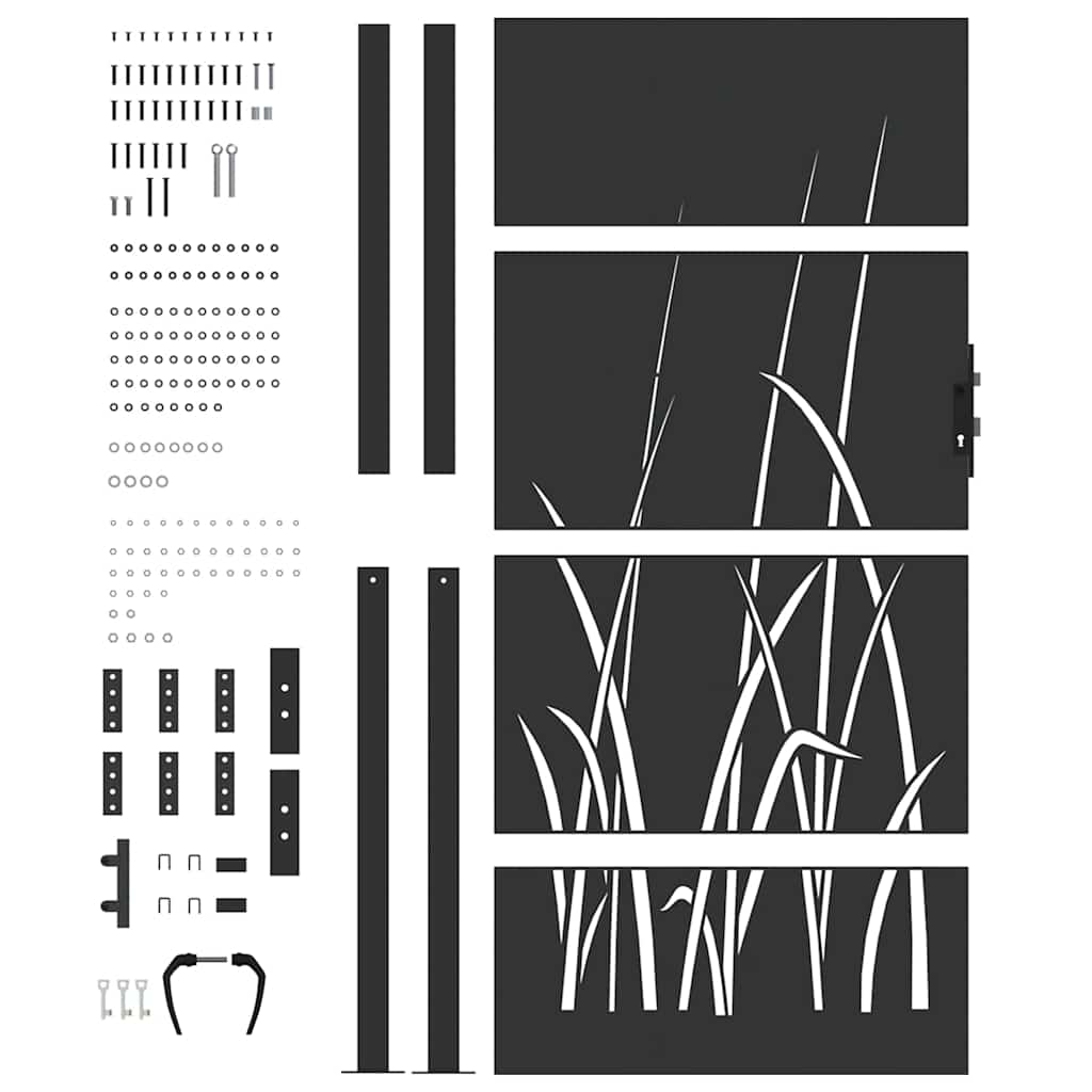 vidaXL Πύλη Κήπου Μαύρο 105 x 175 cm Ατσάλι με Επικάλυψη Πούδρας