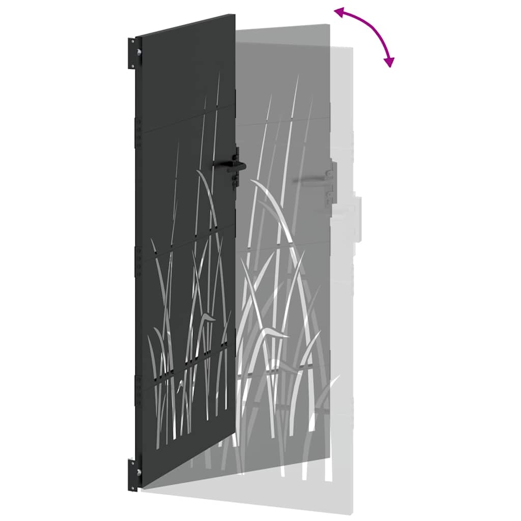 vidaXL Πύλη Κήπου Μαύρο 105 x 175 cm Ατσάλι με Επικάλυψη Πούδρας