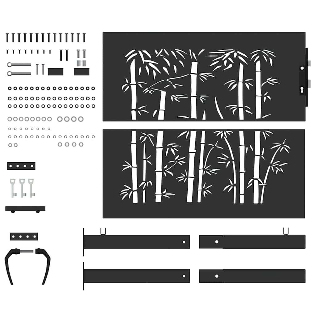 vidaXL Πύλη Κήπου, Πύλη Κήπου 105x75 εκ Υλικό Corten Σχεδιασμός Μπαμπού