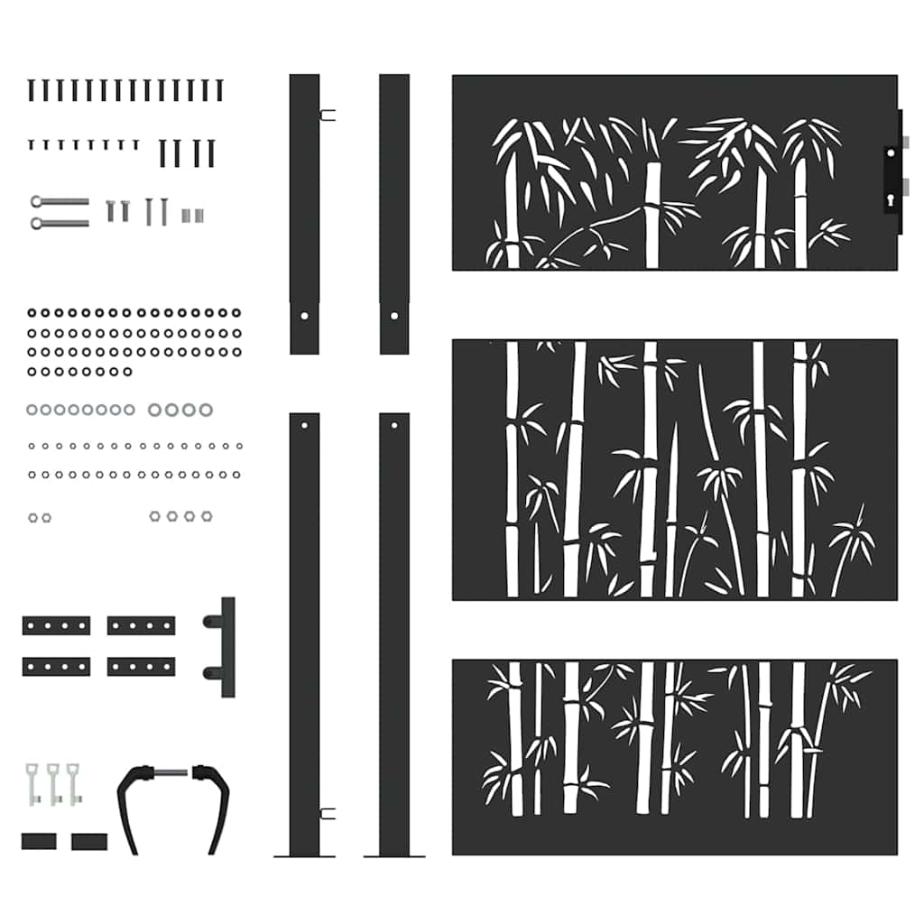 vidaXL Πύλη Κήπου, Πύλη Κήπου 105x75 εκ Υλικό Corten Σχεδιασμός Μπαμπού