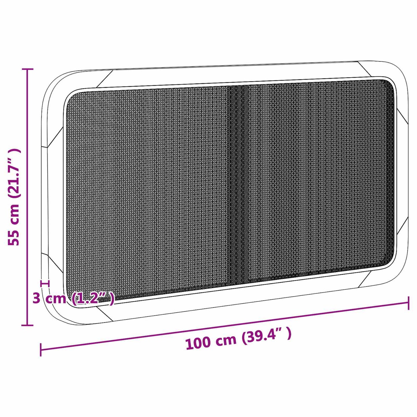 vidaXL Κεφαλάρι με κεφαλάρι Μαύρο 100 x 55 x 3 εκ. Ρατάν
