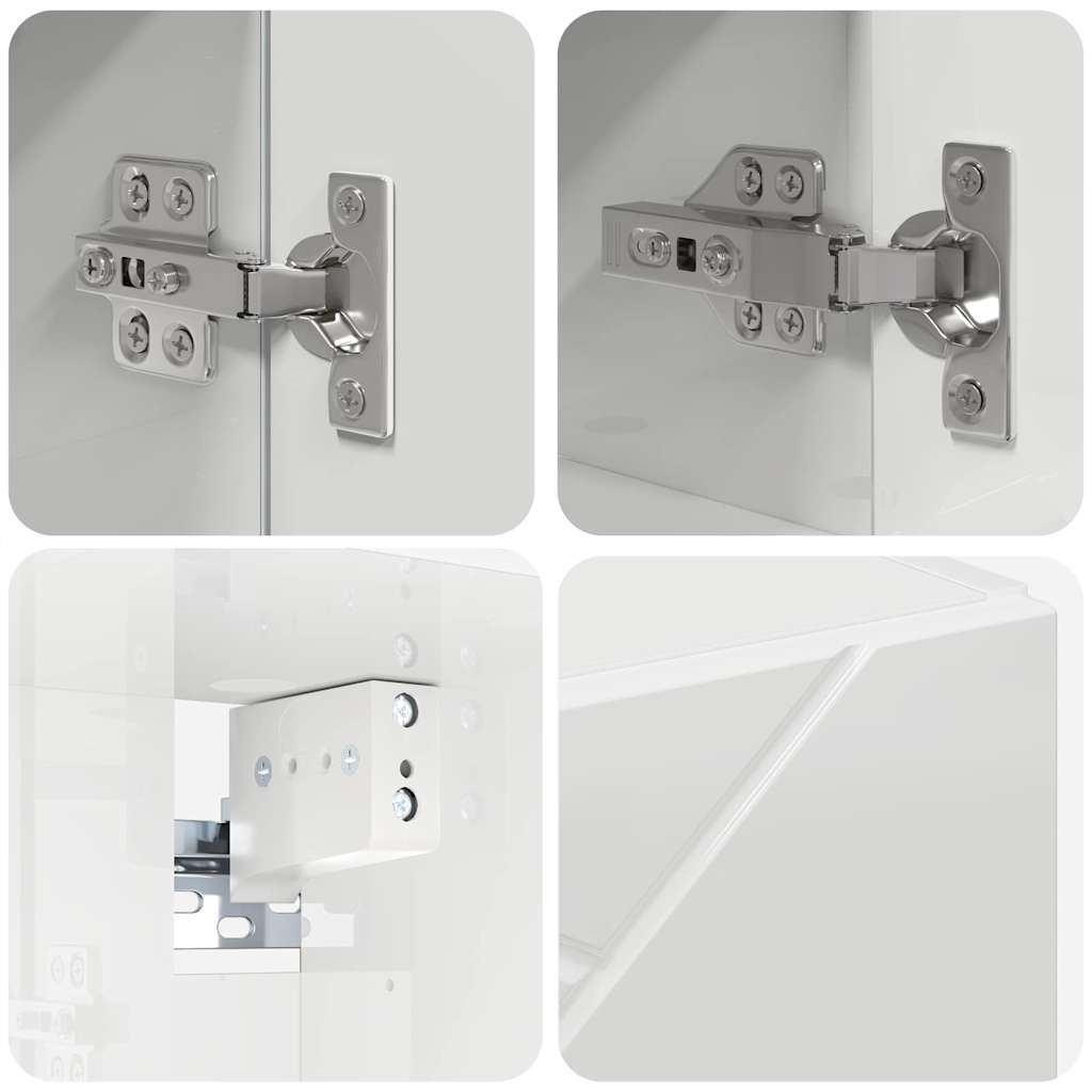 vidaXL Σετ Επίπλων Μπάνιου Επιτοίχιο 5 pcs Υψηλής γυαλάδας λευκό