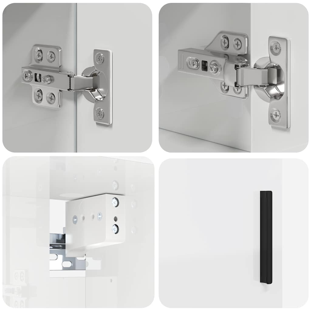 vidaXL Σετ Επίπλων Μπάνιου με συρτάρι 5 pcs Υψηλής γυαλάδας λευκό