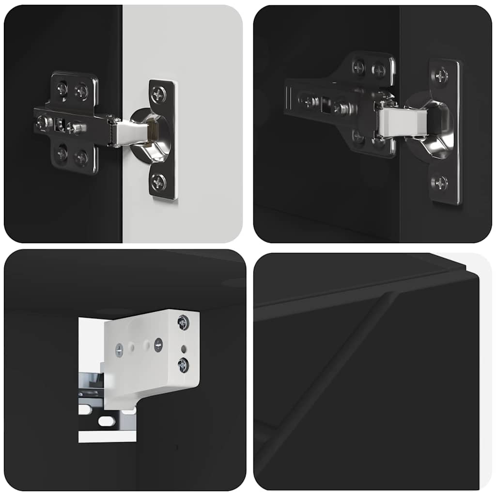 vidaXL Σετ Επίπλων Μπάνιου με συρτάρι 5 pcs Μαύρο 30 x 35 x 192 εκ.