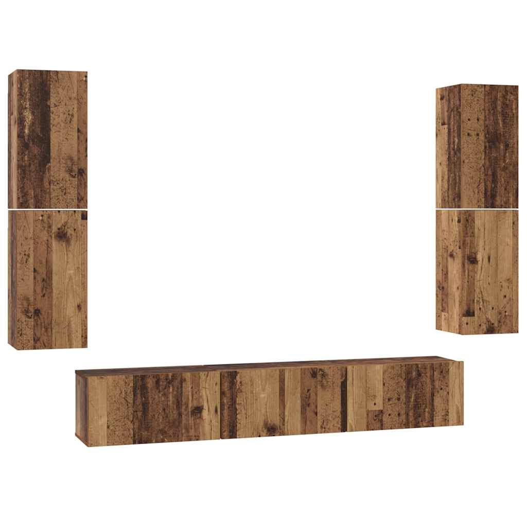 vidaXL Σετ επίπλου τηλεόρασης 7 pcs Παλαιό ξύλο 60 x 30 x 30 cm