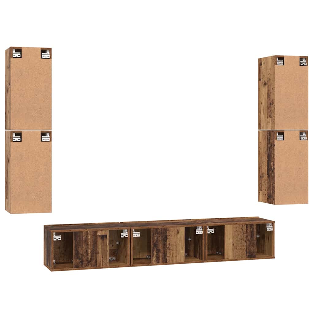 vidaXL Σετ επίπλου τηλεόρασης 7 pcs Παλαιό ξύλο 60 x 30 x 30 cm