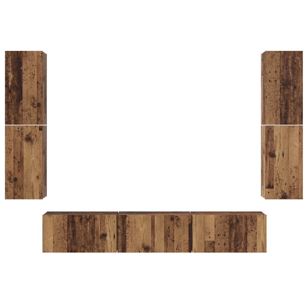 vidaXL Σετ επίπλου τηλεόρασης 7 pcs Παλαιό ξύλο 60 x 30 x 30 cm