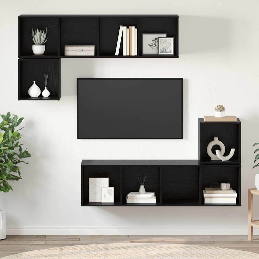 vidaXL Σετ επίπλου τηλεόρασης 4 pcs Μαύρη δρυς 37 x 37 x 142.5 εκ