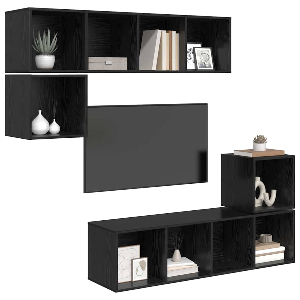 vidaXL Σετ επίπλου τηλεόρασης 4 pcs Μαύρη δρυς 37 x 37 x 142.5 εκ