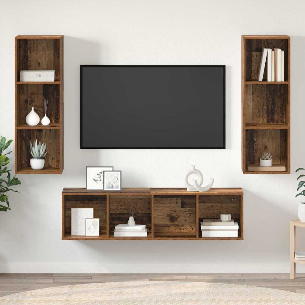 vidaXL Σετ επίπλου τηλεόρασης 3 pcs Παλαιό ξύλο 37 x 37 x 142.5 εκ