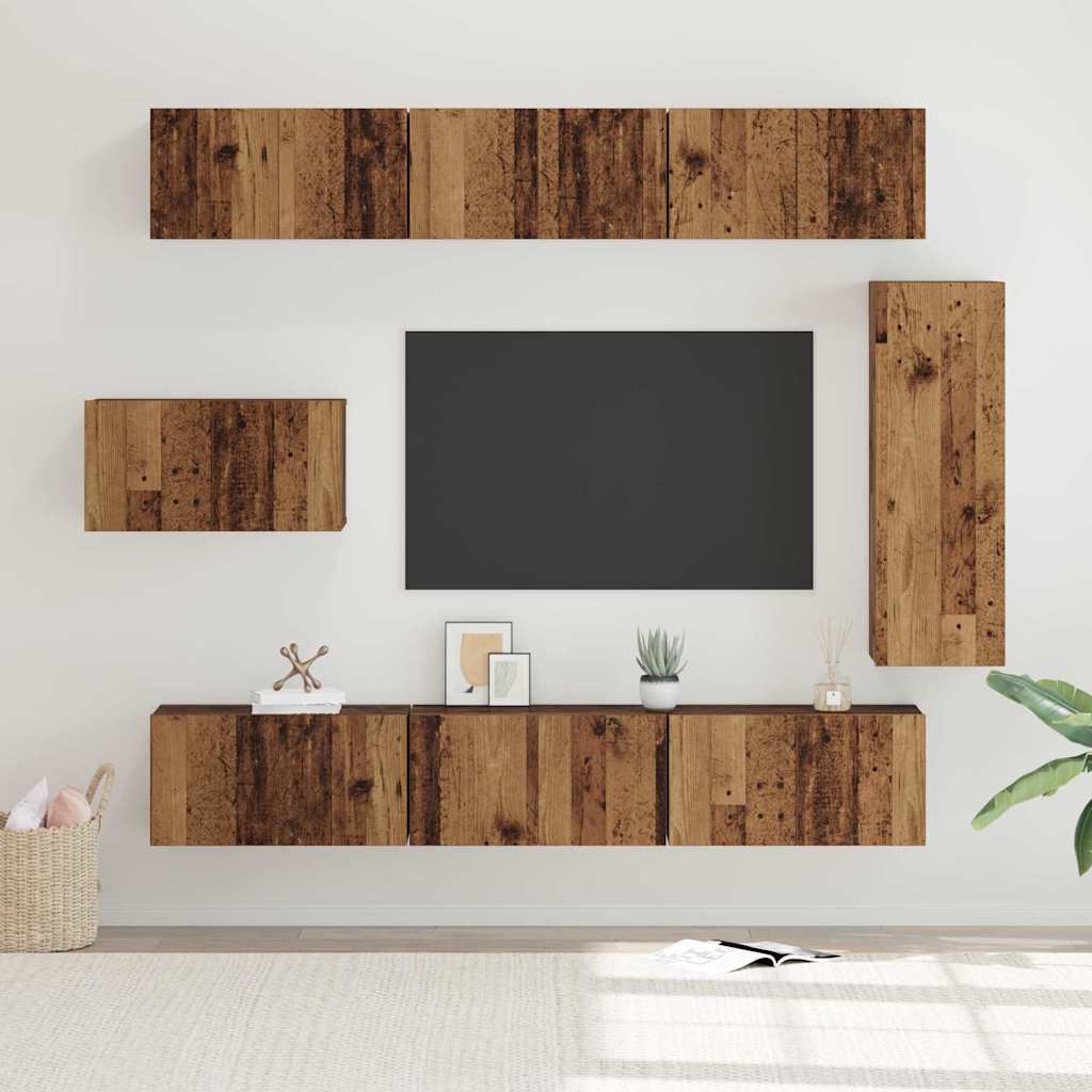 vidaXL Σετ επίπλου τηλεόρασης 8 pcs Παλαιό ξύλο 30.5 x 30 x 90 cm