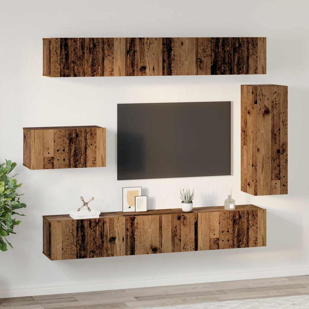 vidaXL Σετ επίπλου τηλεόρασης 8 pcs Παλαιό ξύλο 30.5 x 30 x 90 cm